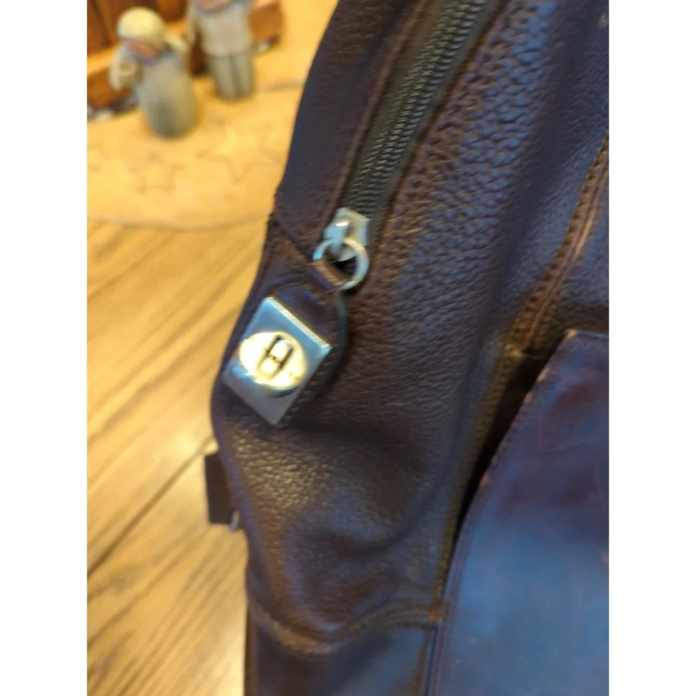 Vintage Cole Haan Backpack Dark Brown Pebbled Leather Bag‎